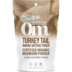 OM Mushroom Superfood Turkey Tail Organic Mushroom Powder Pouch, 7.05 Ounce, 100 Servings, Immune Support, Polysacchrides, Beta-Glucans, Gut Health & Holistic Defense Mushroom Supplement