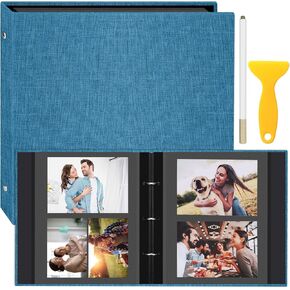 Photo Album Self Adhesive 60 Pages, 3-Ring Scrapbook Albums Holds 3x5 4x6 5x7 6x8 8x10 Photos, Large Magnetic Picture Book with Writing Space for Family Wedding Baby
