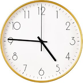 Zgrmbo 12" Atomic Analog Wall Clock Battery Operated, Large Wall Clocks with Auto Set, DST, Silent Non Ticking, Easy to Read, Simple Setup, Home/Classroom/Office for Any Decor(Gold)