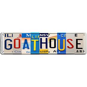 Funny Goat House Metal Sign Goat Gifts for Goat Lover Metal Wall Decor Sign Cute Goat Accessories Wall Decor for Farmhouse Home Bedroom Garage 4x16 Inches