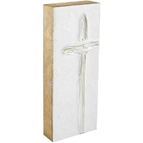 Mud Pie Cross Block Art (Silver, Tall)
