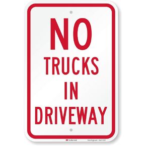 SmartSign - K2-0772-HI-12x18 No Trucks In Driveway Sign By | 12" x 18" 3M High Intensity Grade Reflective Aluminum