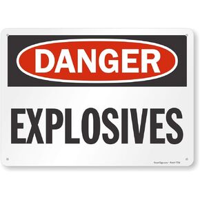 SmartSign - U9-1605-NA_10x14 "Danger - Explosives" Sign | 10" x 14" Aluminum Black/Red on White