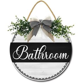 Bathroom Restroom Wall Decor, Home Decor Signs, Rustic Wooden Signs Farmhouse Bathroom Door Decor, Plaque Decor Bathroom Home Decor 11"