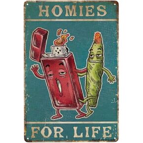 Lighters And Weed Art Metal Tin Sign Homies For Life Poster Cannabis Vintage Marijuana Love Bar Coffee Home Bedroom Garage Wall Decor 8x12 inch