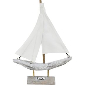 Aecipl Wooden Sailboat Nautical Sail Boat Decor Coastal Tabletop Centerpiece Home Shelf Decoration Beach Themed Statue Ornaments for Bathroom Room Bedroom (B)