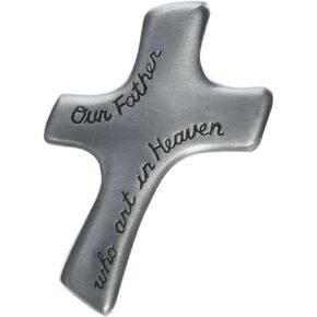 Cathedral Art, 2-7/8" x 1-7/8" (Abbey & CA Gift) Our Father Who Art in Heaven Palm Cross, Silver