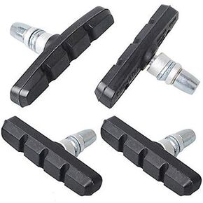 2 Pairs (4 pcs) Complete V Bike Brake Pads Set with Hex Nuts and Spacers V Bicycle Brake Blocks Set, 70 mm (Black)