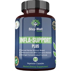 Infla-Support Plus- 750mg Herbal Supplement Blend with Curcumin and Ashwagadha Extract, Shatavari, Kavach, Fenugreek, Pippali, Guduchi, Shilajit, Goshura and Sunthi 60ct