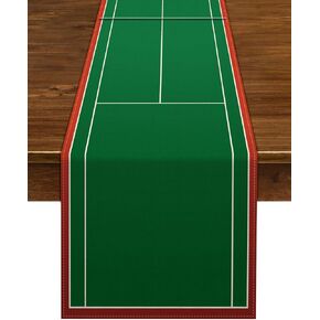 Linen Tennis Court Table Runner Tennis Themed Birthday Party Table Cover Indoor Outdoor Party Decoration Home Dining Room Kitchen Table Decor (13" x 72")