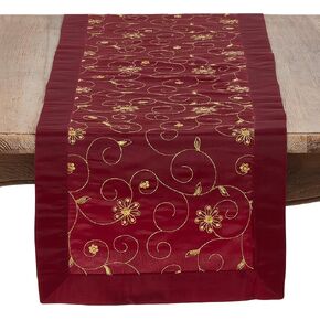 Embroidered And Sequined Table Runner In Festive Tones