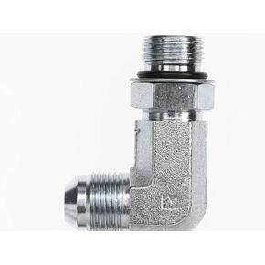 Brennan Industries 6801-L-04-06-NWO-FG Forged Steel 90 Degree Elbow Long Tube Fitting, 7/16"-20 SAE x 9/16"-18 SAE ORB Thread, 1/4" Male JIC x 1/4" Male Adjustable O-Ring Boss