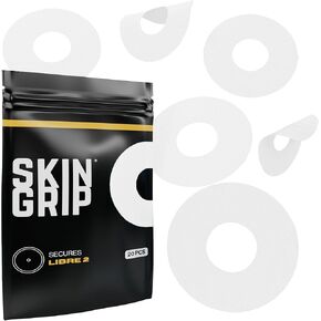 Skin Grip CGM Patches for Freestyle Libre (20-Pack), Waterproof & Sweatproof for 10-14 Days, Pre-Cut Adhesive Tape, Continuous Glucose Monitor Protection (White)