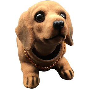 Bobble Head Dachshund Car Decoration, Nodding Dog Ornament with Chain, Separated Head & Body