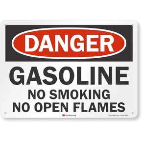 SmartSign “Danger - Gasoline, No Smoking No Open Flames" Sign | 10" x 14" 3M Reflective Aluminum