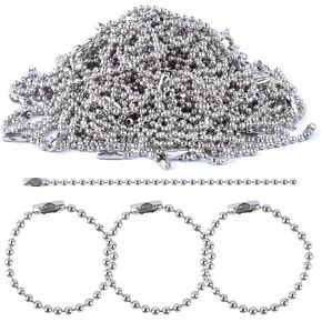 BronaGrand 100 Pieces Ball Bead Chains, 100mm Long Bead Connector Clasp Tag Keychain Key Rings, 2.4 mm Diameter, Rose Gold