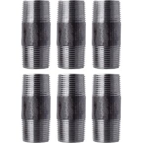 PIPE DÉCOR 1" x 14" Malleable Cast Iron Pipe Connector, Industrial Steel Grey(Four Pipes)
