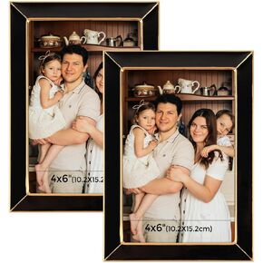 Frametory Enamel Picture Frame - 5x7 Gold Metal Edge White Enamel Picture Frame with Easel and Velvet Back for Tabletop Display, Bookshelf, 5x7 Wall Decoration, Photo Frames-2 Set