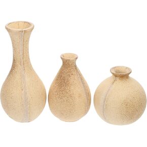 Amosfun 3pcs Wooden Vase Wood Vase DIY Craft Vase Flower Vase Retro Vase Dinner Table Decor Planter Floral Vase Boho Table Decor Toy Container Blank Small Vase Parent-child