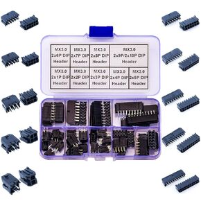 Micro-Fit 3.0mm DIP Header Compatible with Molex Connector Kit, MX3.0 Dual Row 2 * 2/3/4/5/6/7/8/9/10/12P DIP Header Through Hole Top Type Vertical Header (MX3.0D-DIP-Ver)
