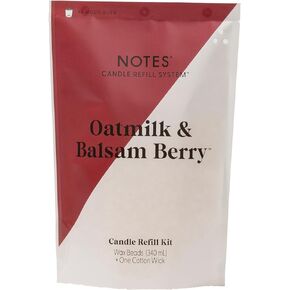 NOTES Sustainable Candle Refill | Non-Toxic Fragrance, Natural Wax Beads (Beeswax, Rice bran and Soy), Cotton Wick and Sustainer - (1) Oatmilk & Balsam Berry