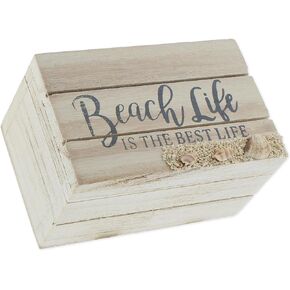 The Bridge Collection 4" Beach Life Trinket Box - Ocean Decor - Beach House Decor - Beach Sand Decor - Box With Sea Shell Decor - Coastal Decor For Shelf Kitchen Living Room - Gift For Beach Lovers