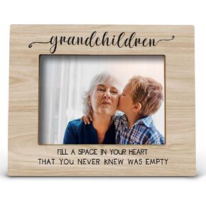 FONDCANYON Grandchildren Fill a Space in Your Heart That You Never Knew was Empty Picture Photo Frame,Grandparents Day Birthday Gifts for Grandparents Picture Frames (5x7 Inch Photo)