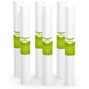 خرطوشة فلتر مياه للمنزل بالكامل 5 ميكرون، مرشحات رواسب لمياه الآبار، بديل عالمي لأي مساكن سلمية مقاس 20 بوصة - خراطيش مقاس 20 بوصة × 2.5 بوصة - عبوة من 6 قطع in Kuwait