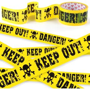 CCINEE Halloween Zombie Caution Tape Decoration,1.9 inch x 82 feet Halloween Yellow Keep Out Danger Warning Sign Roll for Halloween Party Haunted House Horror Night Decor