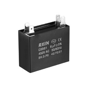 uxcell Ceiling Fan Capacitor CBB61 6uF 450V AC Double Insert Metalized Polypropylene Film Capacitors 47x20x37.5mm for Water Pump Motor Generator