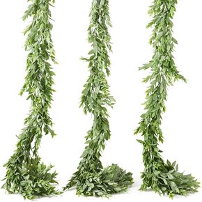 Oh You’re Lovely | 3 pcs Artificial Large Ruscus Leaves Greenery Garland | 65" | Plastic | Faux Floral Spray for Wedding Arch Filler Table Centerpieces and Home Decor