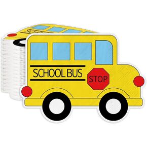 Whaline 100Pcs Back to School Paper Napkin Yellow School Bus Disposable Napkins School Season Luncheon Dinner Napkin for First Day of School Party Supplies