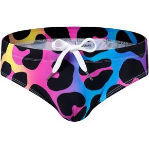 JOCKMAIL Mens Swim Briefs Bikini Underwear Printed Swimsuit Beach Swimwear Low Rise Quick Dry with Drawstring