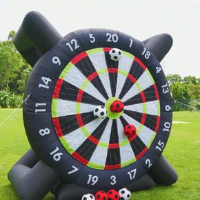 10FT Giant Inflatable Soccer Darts Board Games, Inflatable Dartboard Giant Yard Game Outdoor Games for Adults Family with 8pcs Sticky Soccer Ball & 370W Blower, Big Soccer Kick Darts Carnival Games