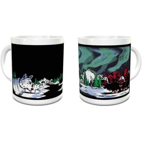 Alaska Northern Lights Magic Mug - Color Changing Mug - Coffee Mug - Wolves - Aurora Borealis - Winter Solstice - Holiday Gifts - 11oz size