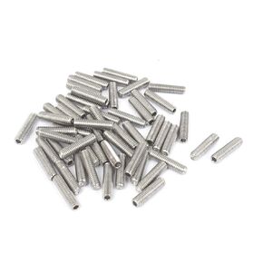 uxcell M3x12mm Metric 304 Stainless Steel Hex Socket Set Cap Point Grub Screws Silver Tone for Towel Rack Door Knob 50pcs