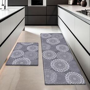 LuxStep Kitchen Mats for Floor,Cushioned Rug Anti-Fatigue Mats for Kitchen Decor Accessories,Waterproof Non-Slip Mats and Rugs Set for Office,Floor,Laundry 17.3"×30"+17.3"×47",Grey