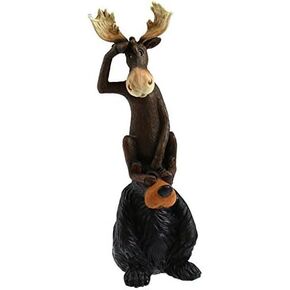 Bear & Moose"On The Lookout", Collectible Sculpture Figure, 9-inch