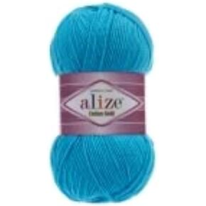 55% Cotton 45% Acrylic Alize Cotton Gold Yarn 1 Skein/Ball 100 gr 360 yds (156 - Sea Blue) in Kuwait