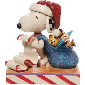 Enesco Jim Shore Peanuts Santa Snoopy with Christmas List and Toy Bag Figurine, 3.97 Inch, Multicolor
