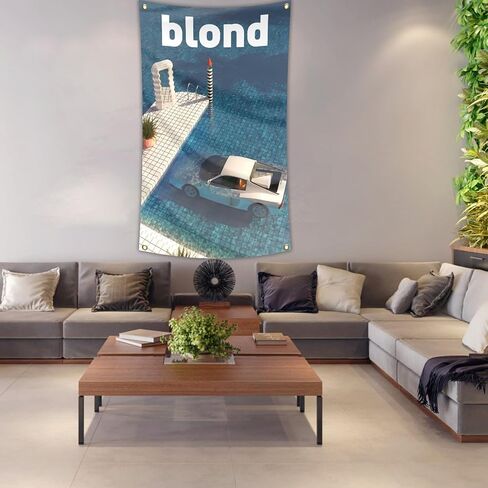 فرانك المغني المحيط نسيج 3x5FT الأشقر ألبوم الموسيقى العلم الفن نسيج العلم مضحك لغرفة النوم داخلي كلية النوم ديكور غرفة المشجعين هدية (الأزرق)، كبير in Saudi Arabia