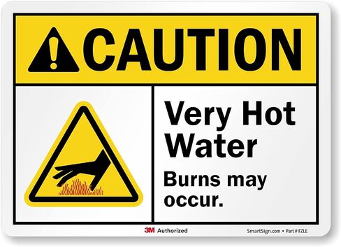 SmartSign 5 × 7 بوصة "تحذير - ماء ساخن جدًا، قد تحدث حروق" ملصق ANSI، 5.5 مل فينيل مصفح، مادة عاكسة بدرجة مهندس 3M، متعدد الألوان in Saudi Arabia