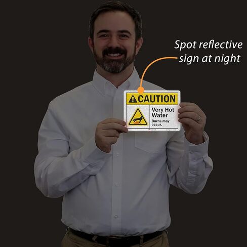 SmartSign 5 × 7 بوصة "تحذير - ماء ساخن جدًا، قد تحدث حروق" ملصق ANSI، 5.5 مل فينيل مصفح، مادة عاكسة بدرجة مهندس 3M، متعدد الألوان in Saudi Arabia