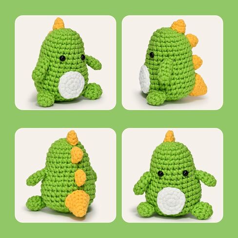 Beginners Crochet Kit, Crochet Animal Kit, All in One Crochet Knitting Kit, Crochet Kit for Beginners with Step-by-Step Video Tutorials - The Penguin&Dinosaur in Kuwait