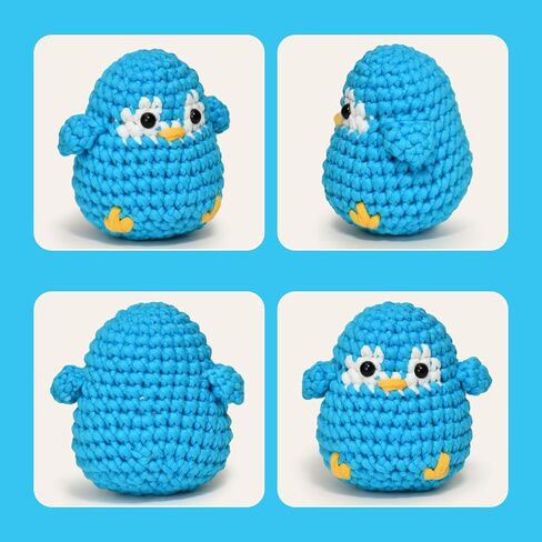 Beginners Crochet Kit, Crochet Animal Kit, All in One Crochet Knitting Kit, Crochet Kit for Beginners with Step-by-Step Video Tutorials - The Penguin&Dinosaur in Kuwait