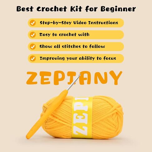 Beginners Crochet Kit, Crochet Animal Kit, All in One Crochet Knitting Kit, Crochet Kit for Beginners with Step-by-Step Video Tutorials - The Penguin&Dinosaur in Kuwait