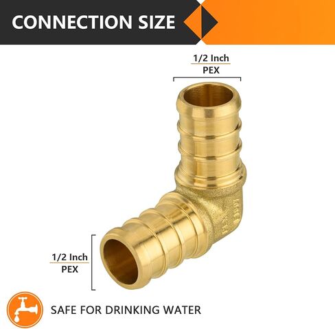 10-Pack PEX Fittings, 1/2"x1/2" Pex Straight Coupling, Brass Crimp Fitting for Pex Pipes, ASTM F1807 in Saudi Arabia