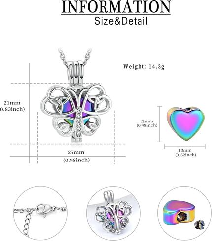 Butterfly Urn Necklace For Ashes With Heart Mini Holder Cremation Necklack Butterfly Necklace Cremation Jewelry For Ashes Necklace For Human Ashes Memorial Jewelry of Loved Ones in Saudi Arabia