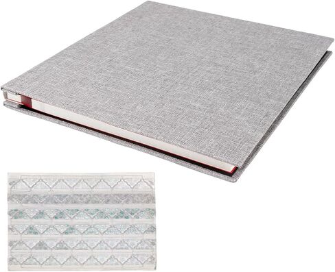 كل ألبوم صور مقاس 28 × 27 سم يحمل صورًا مقاس 16 بوصة، مجموعة ألبوم صور، غطاء من الكتان ذاتي اللصق، ألبوم صور DIY ملحقات DIY (ألبوم صور رمادي) in Kuwait