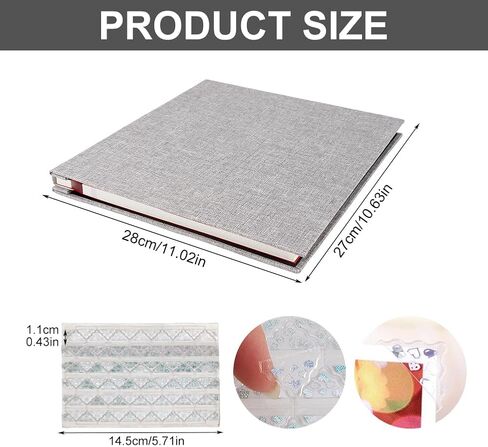 كل ألبوم صور مقاس 28 × 27 سم يحمل صورًا مقاس 16 بوصة، مجموعة ألبوم صور، غطاء من الكتان ذاتي اللصق، ألبوم صور DIY ملحقات DIY (ألبوم صور رمادي) in Kuwait